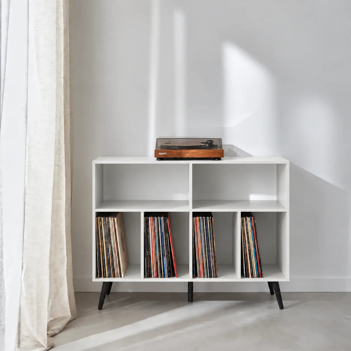 Meuble vinyle pour platine en bois couleur blanc