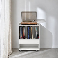 meuble platine vinyle en bois couleur blanc style design