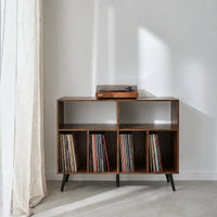 Meuble vinyle pour platine en bois couleur brun rustique