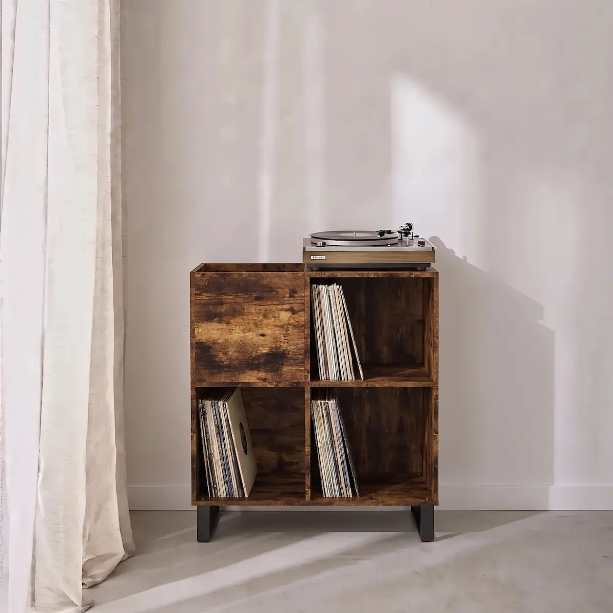 Meuble vinyle pour platine couleur chêne fumé