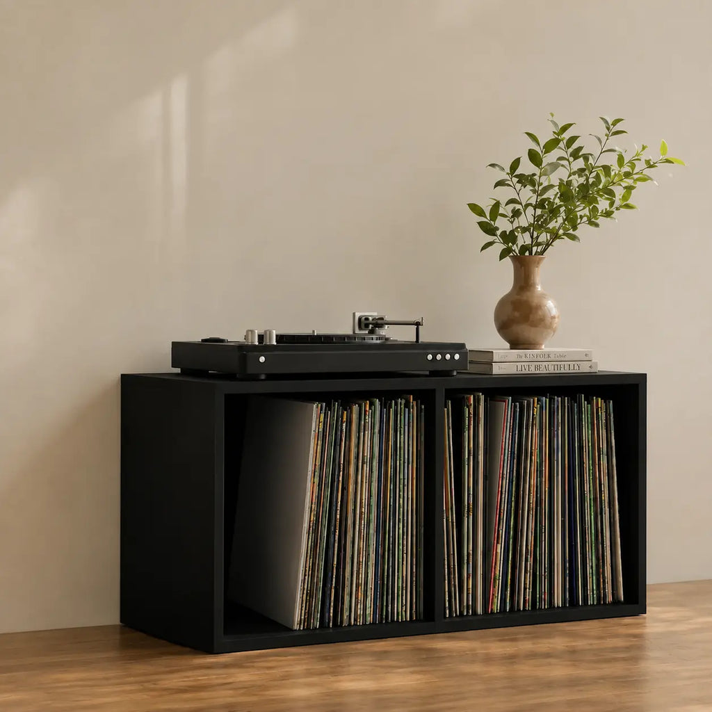 Meuble Vinyle pour Platine Noir 71 cm | Nira