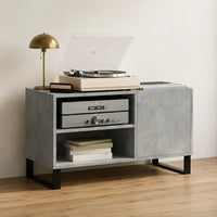 Meuble Vinyle pour Platine Gris Béton 85 cm | Cendra