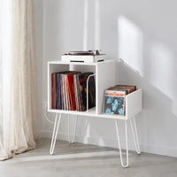 meuble vinyle platine en bois couleur blanc