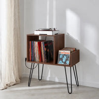 meuble vinyle platine en bois couleur noyer