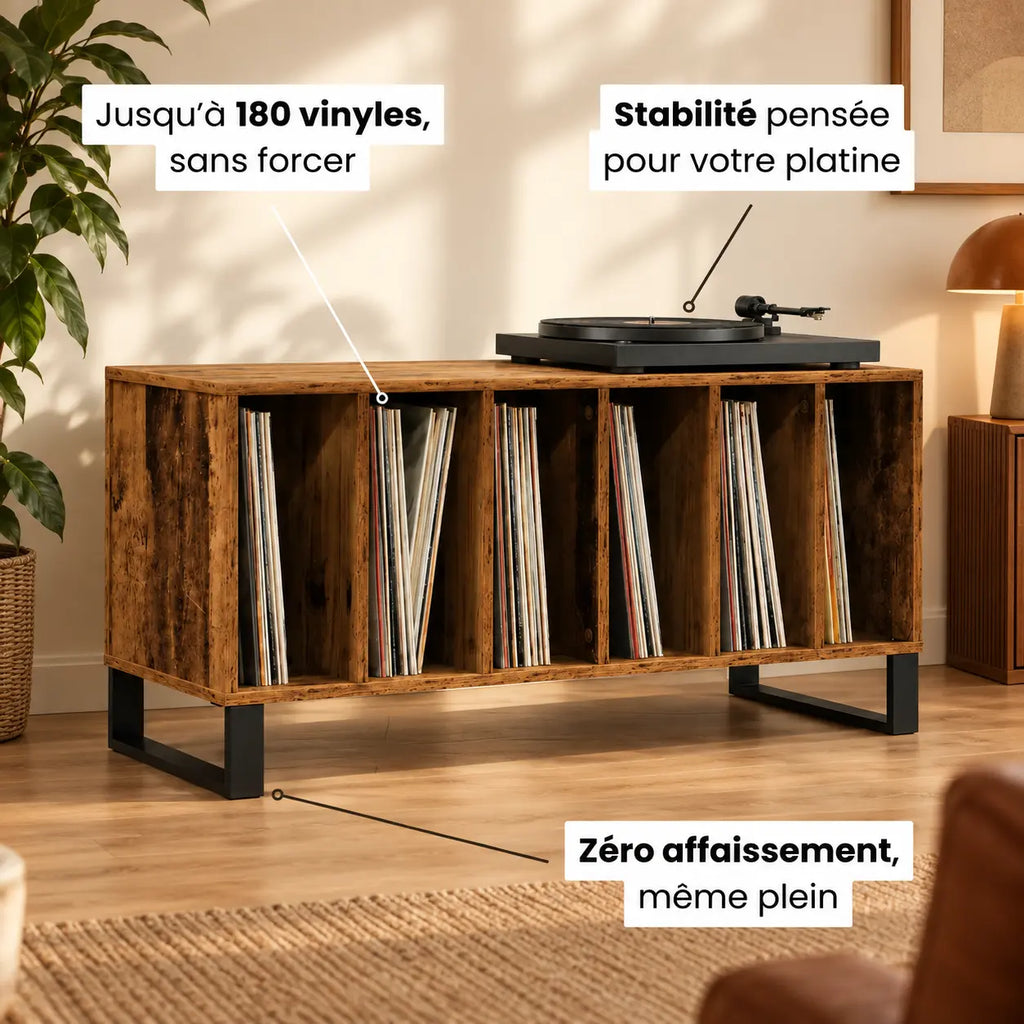 Meuble Vinyle pour Platine Bois Ancien 100 cm | Arko