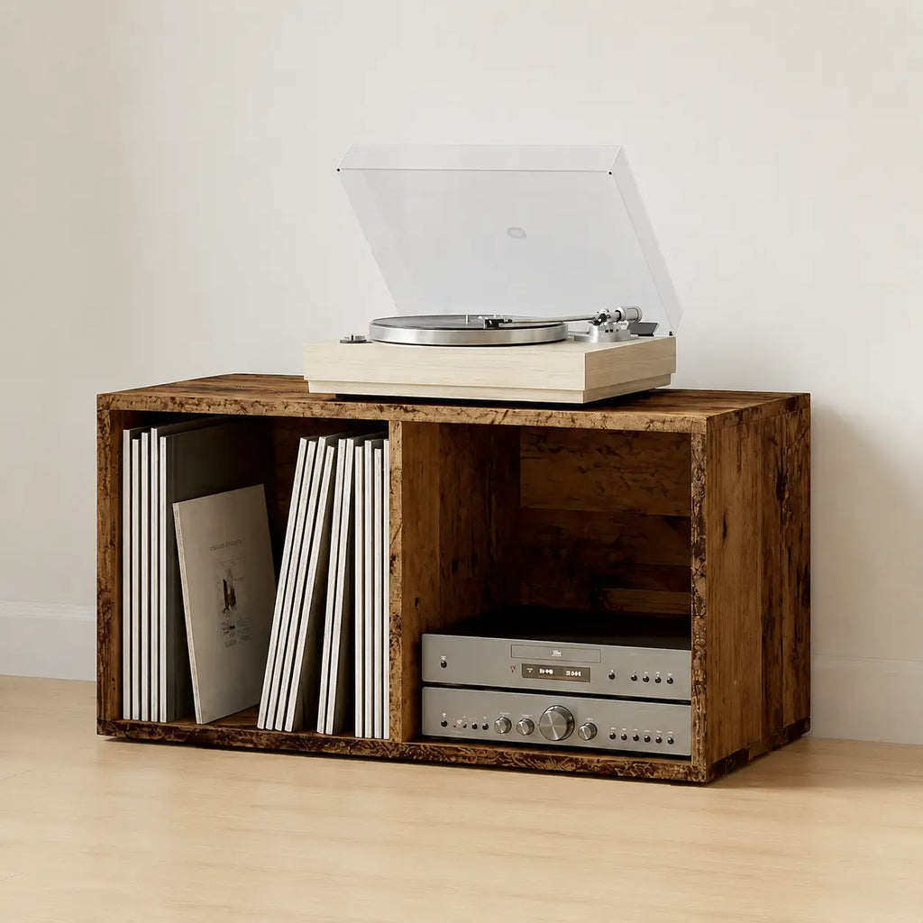 Meuble Vinyle pour Platine Vieux Bois 69,5 cm | Volda