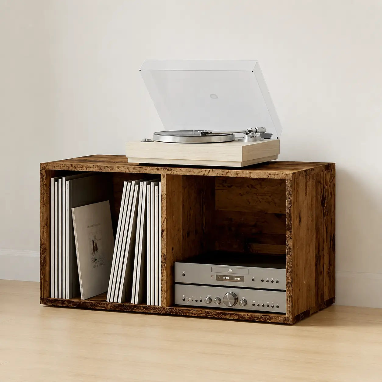 Meuble Vinyle pour Platine Vieux Bois 69,5 cm | Volda