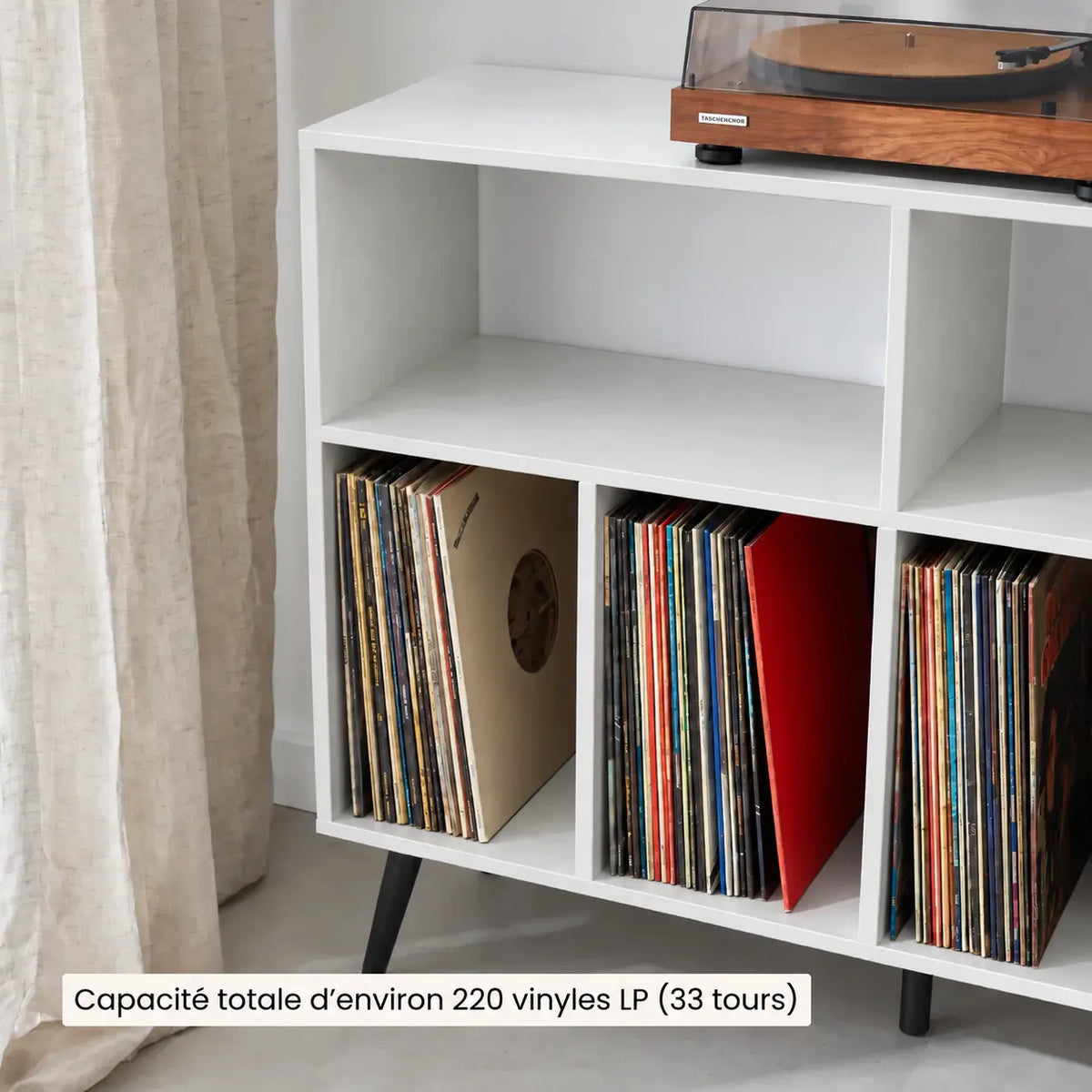 Meuble platine vinyle bois blanc Image