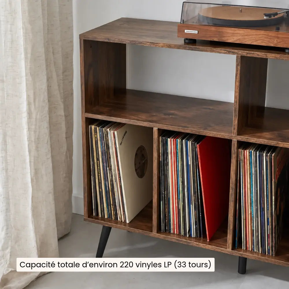 Meuble platine vinyle brun foncé