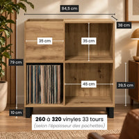Meuble Vinyle pour Platine Chêne Artisanal Vertical 84,5 cm | Altio