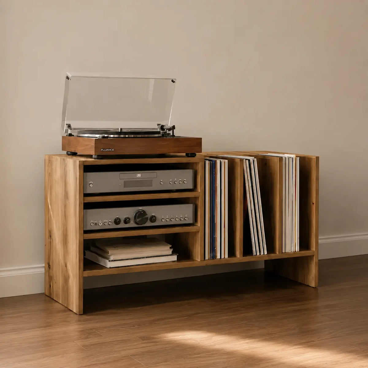 Meuble Vinyle pour Platine Chêne Artisanal 78,5 cm | Thalia