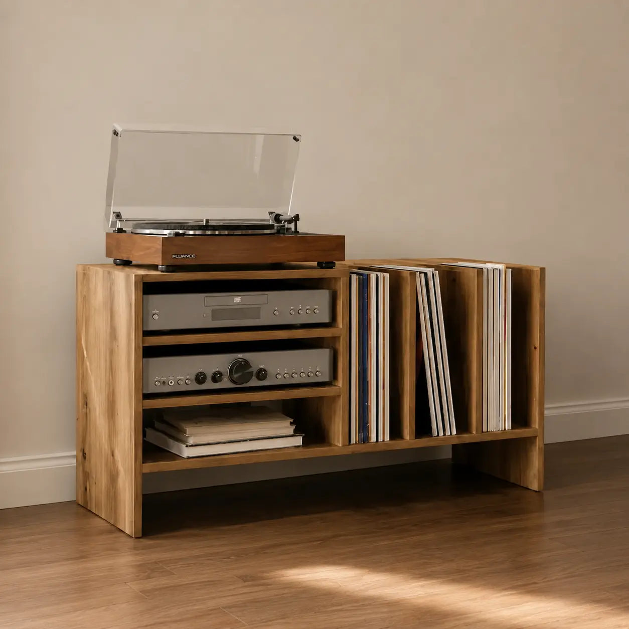 Meuble Vinyle pour Platine Chêne Artisanal 78,5 cm | Thalia