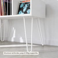 Meuble Vinyle pour Platine Blanc avec Station de Charge 66 cm | Bemea
