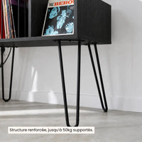 Meuble Vinyle pour Platine Noir avec Station de Charge 66 cm | Noselio