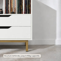 Meuble Vinyle pour Platine Rétro Blanc 91 cm | Blanea