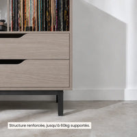 Meuble Vinyle pour Platine Rétro Gris 91 cm | Galeo