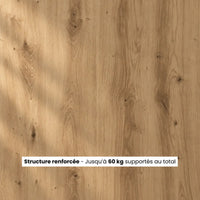 Meuble Vinyle pour Platine Chêne Artisanal 121 cm | Vaska