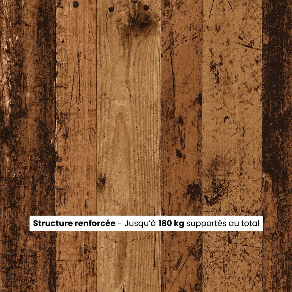 Meuble Vinyle pour Platine Vieux bois 100 cm | Rustik