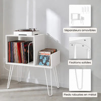 Meuble platine vinyle couleur blanc en bois