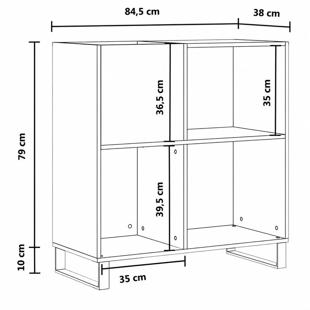 Meuble Vinyle pour Platine Chêne Fumé Vertical 84,5 cm | Dolio