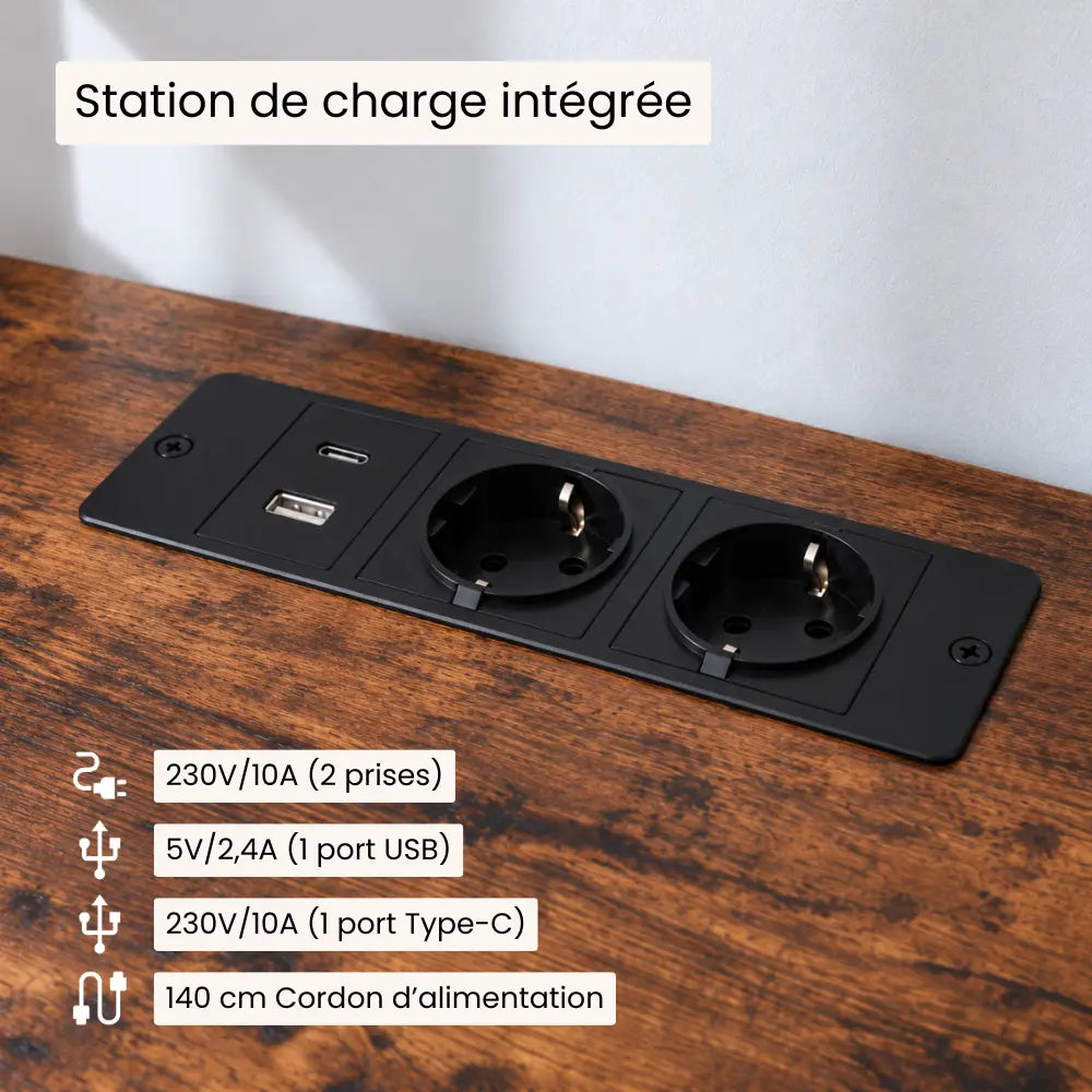 Meuble Vinyle pour Platine Industriel Marron Rustique 40 cm | Darto
