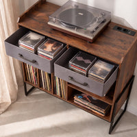 Meuble Vinyle pour Platine Marron Rustique 76 cm | Talvo