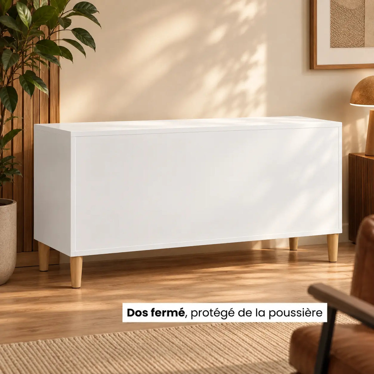 Meuble Vinyle pour Platine Blanc 100 cm 6 Compartiments | Cevro