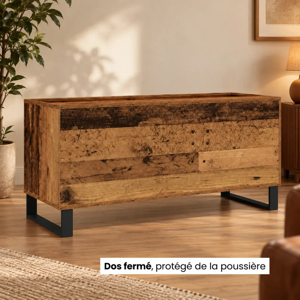 Meuble Vinyle pour Platine Bois Ancien 100 cm | Arko