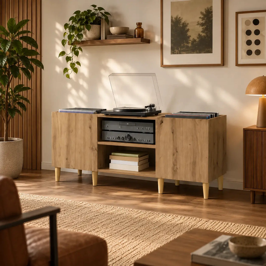 meuble vinyle couleur bois clair