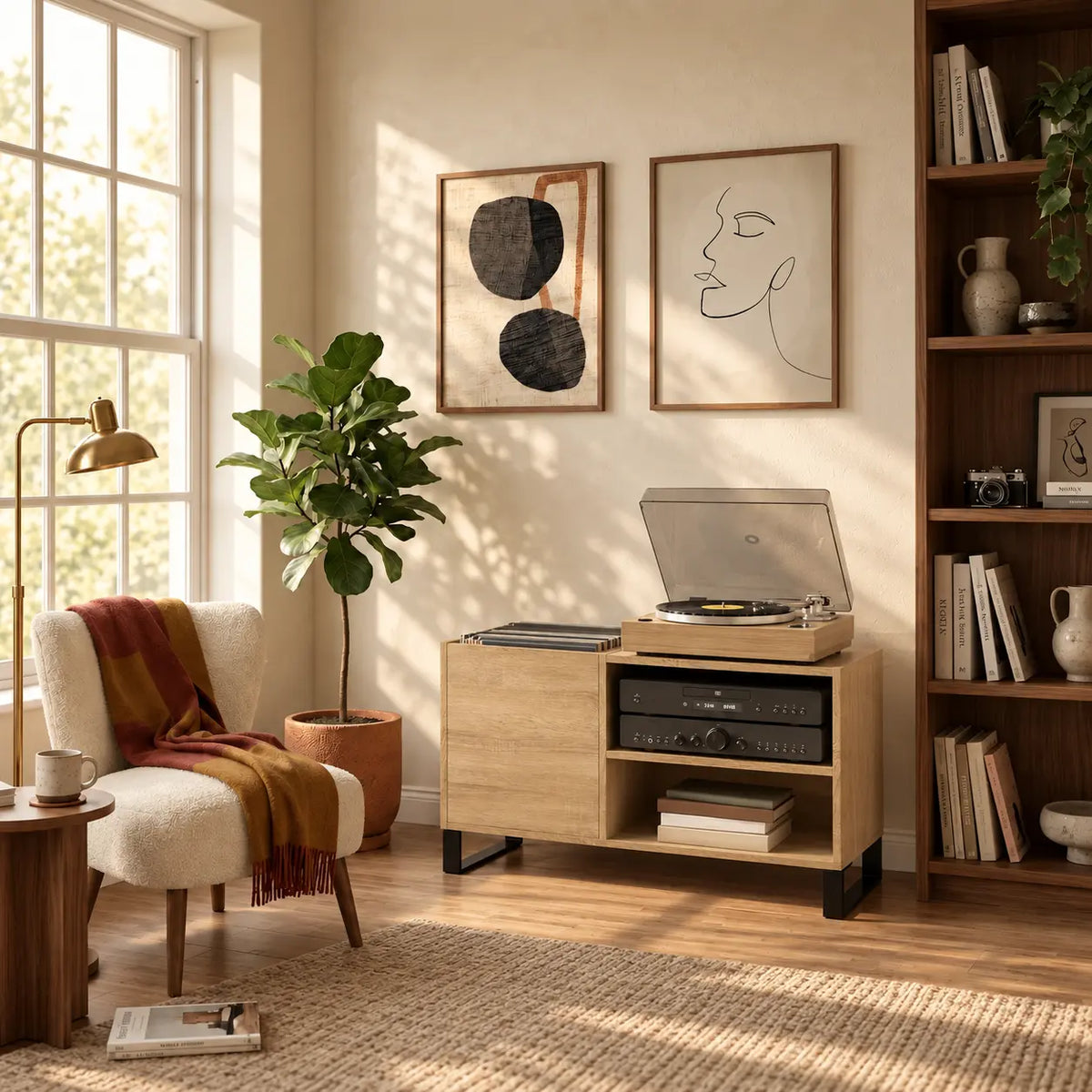 Meuble vinyle couleur bois clair