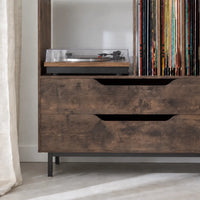 Meuble Vinyle pour Platine Rétro Café 91 cm | Breto