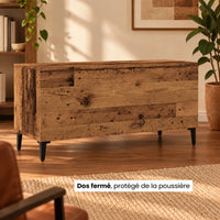 Meuble Vinyle pour Platine Vieux bois 100 cm | Rustik