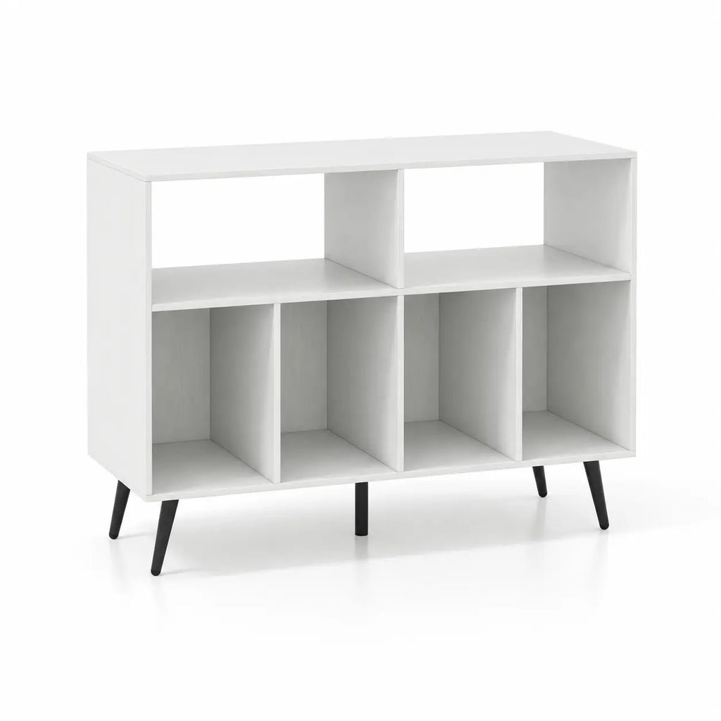 Meuble pour disques vinyles et platine en bois couleur blanc