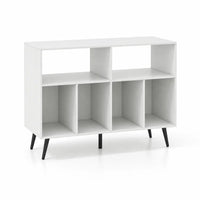Meuble pour disques vinyles et platine en bois couleur blanc