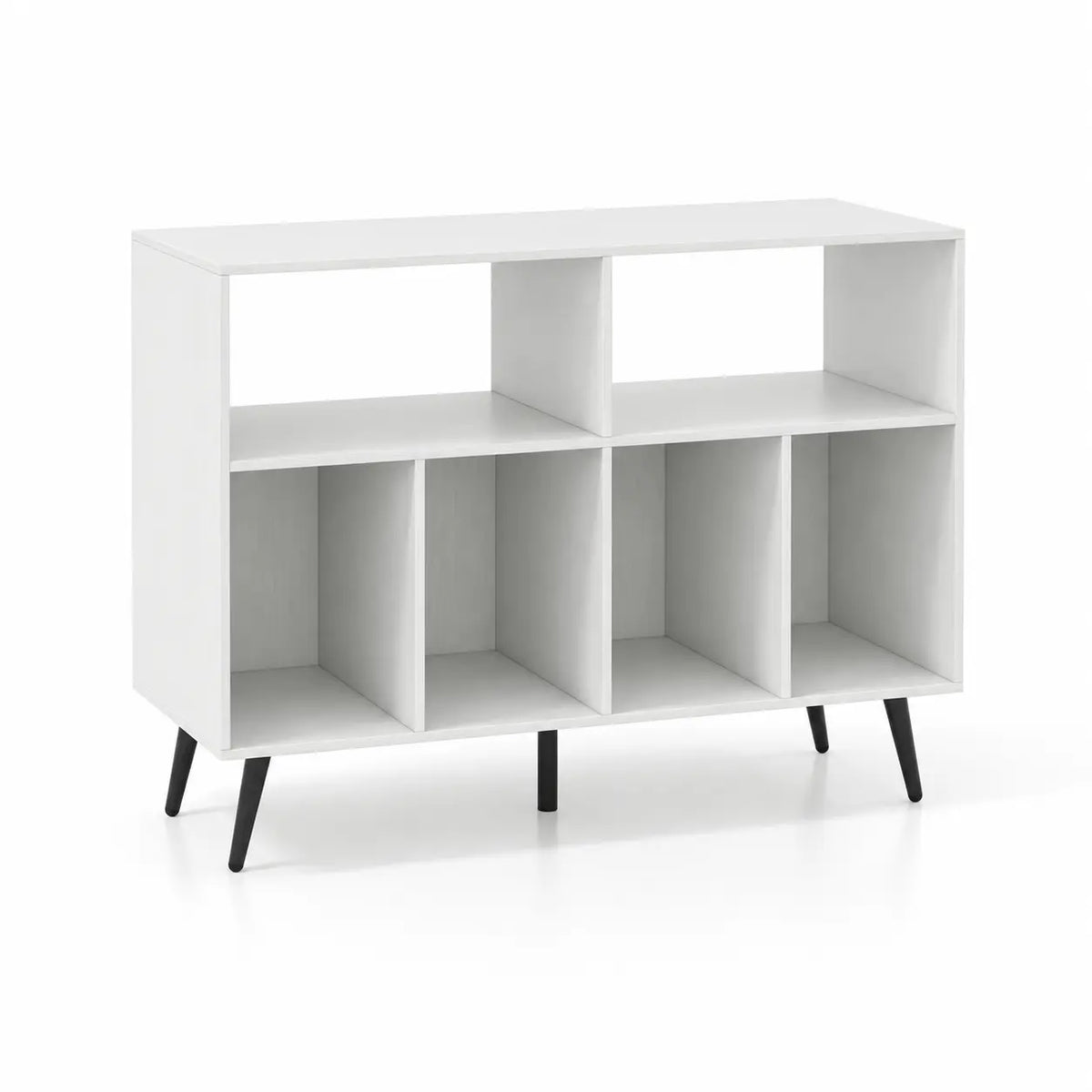 Meuble pour disques vinyles et platine en bois couleur blanc