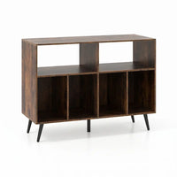 Meuble pour disques vinyles et platine en bois couleur foncé