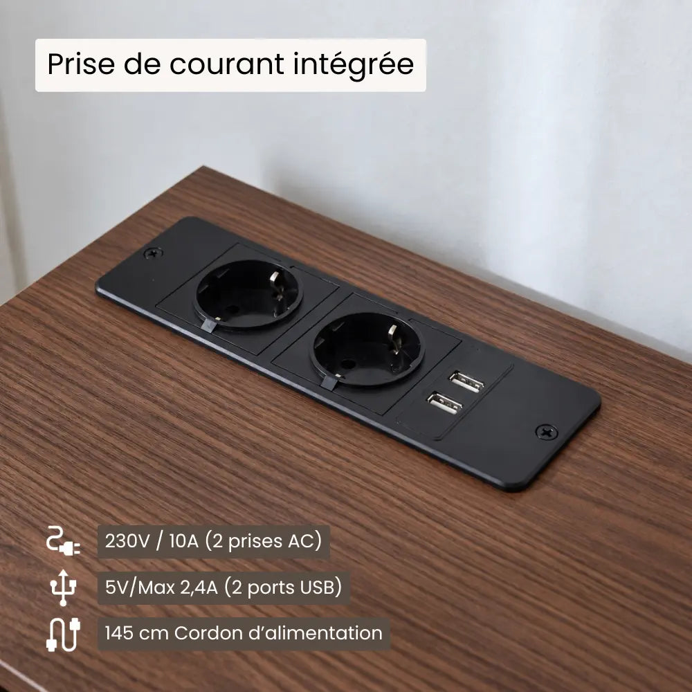 Meuble Vinyle pour Platine Couleur Noyer avec Station de Charge 66 cm | Melia