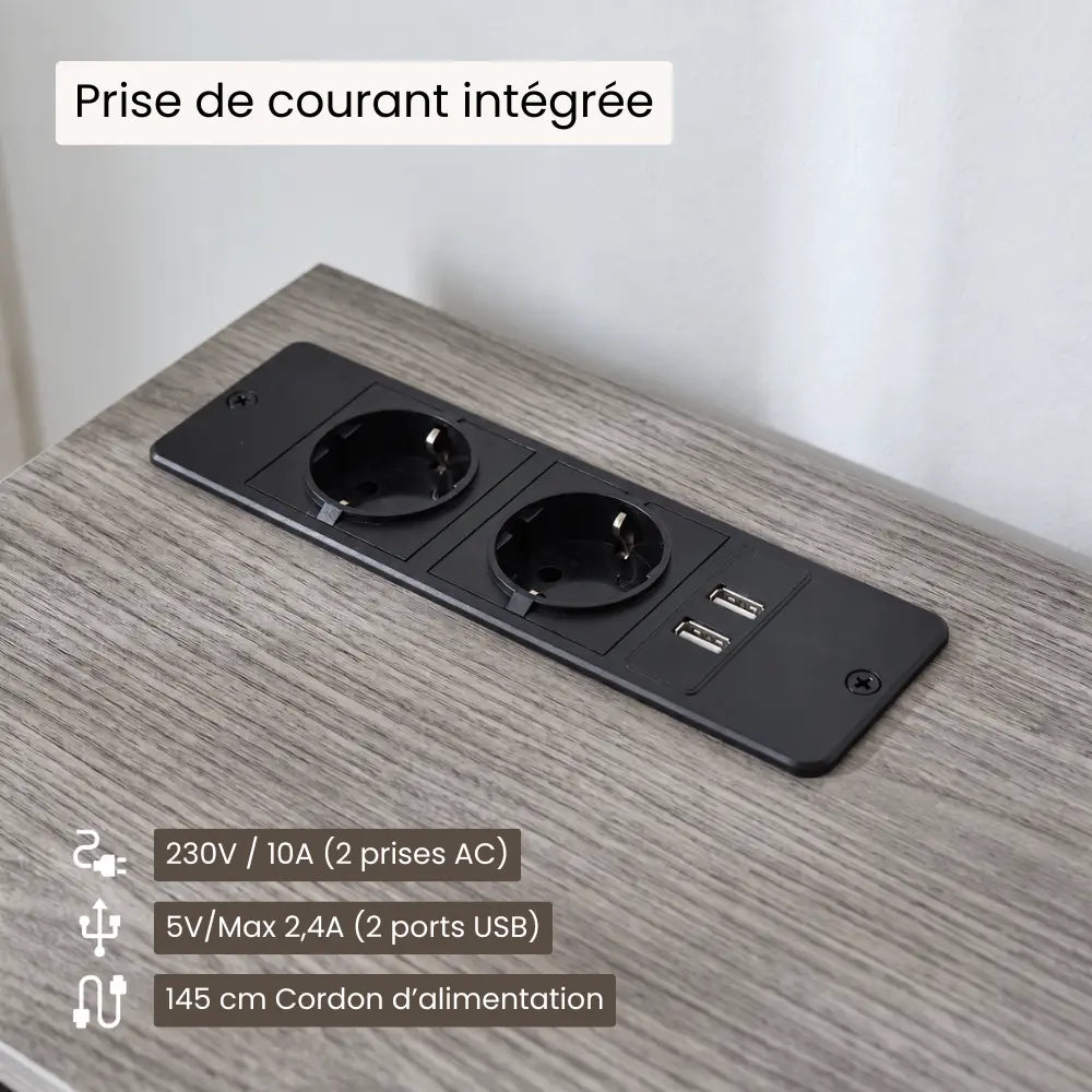 Meuble Vinyle pour Platine Gris Rustique avec Station de Charge 66 cm | Norva