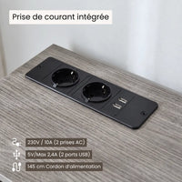 Meuble Vinyle pour Platine Gris Rustique avec Station de Charge 66 cm | Norva