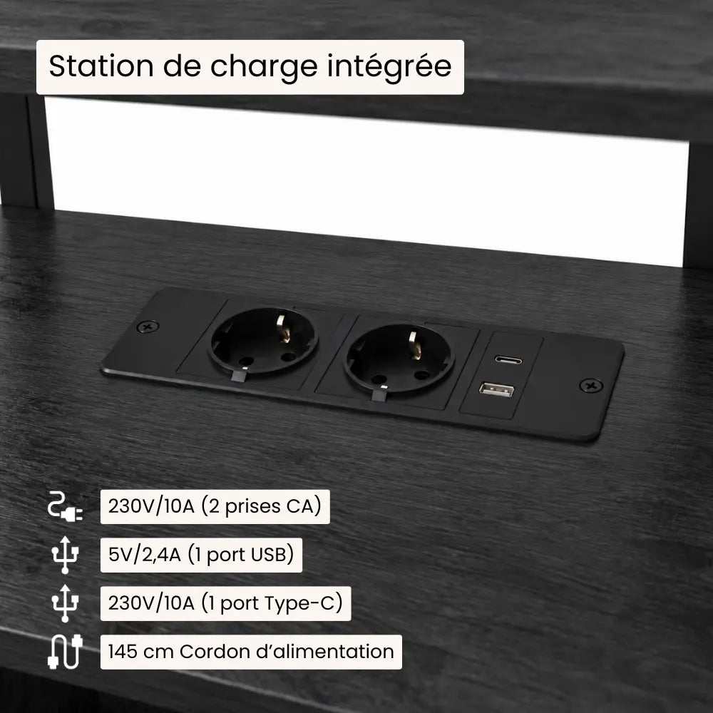 Meuble Vinyle pour Platine Noir 90 cm avec LED RGB | Baloe