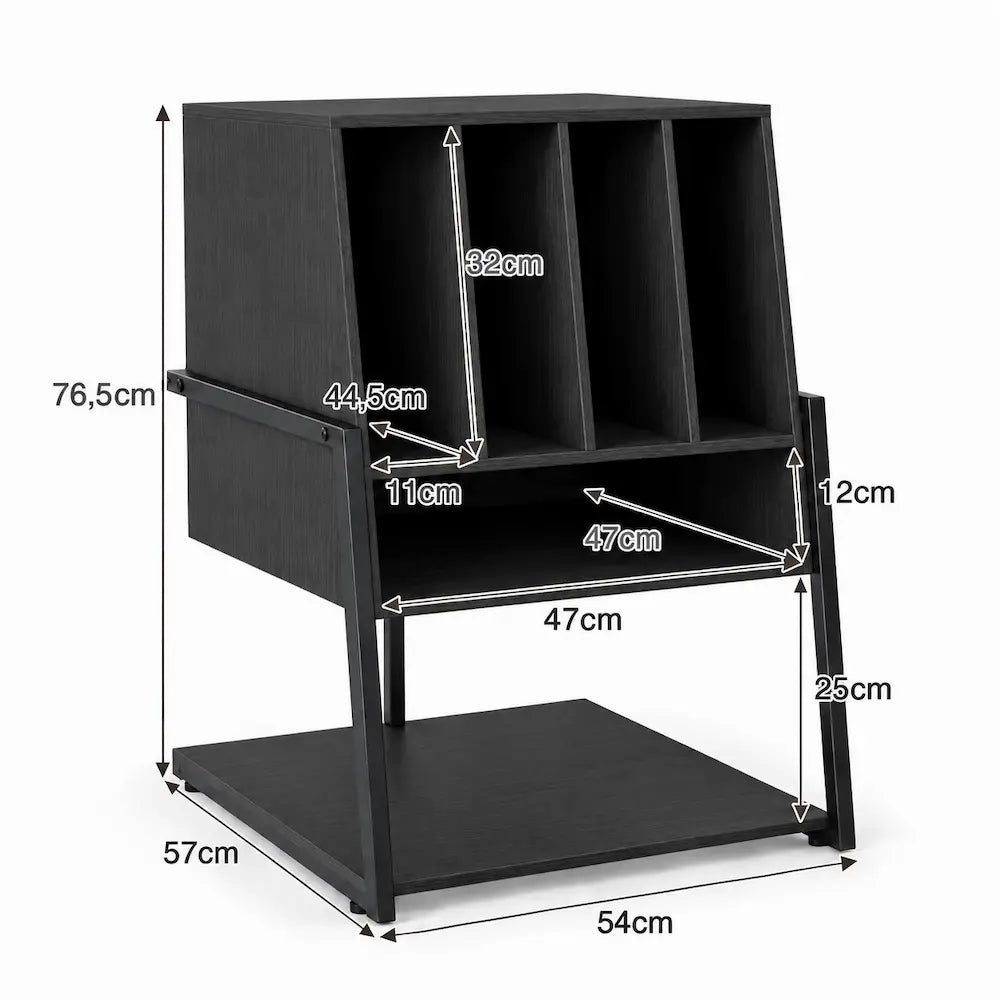 Meuble Vinyle pour Platine Noir avec Roulettes 54 cm | Calio