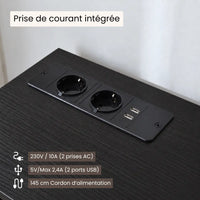 Meuble Vinyle pour Platine Noir avec Station de Charge 66 cm | Noselio