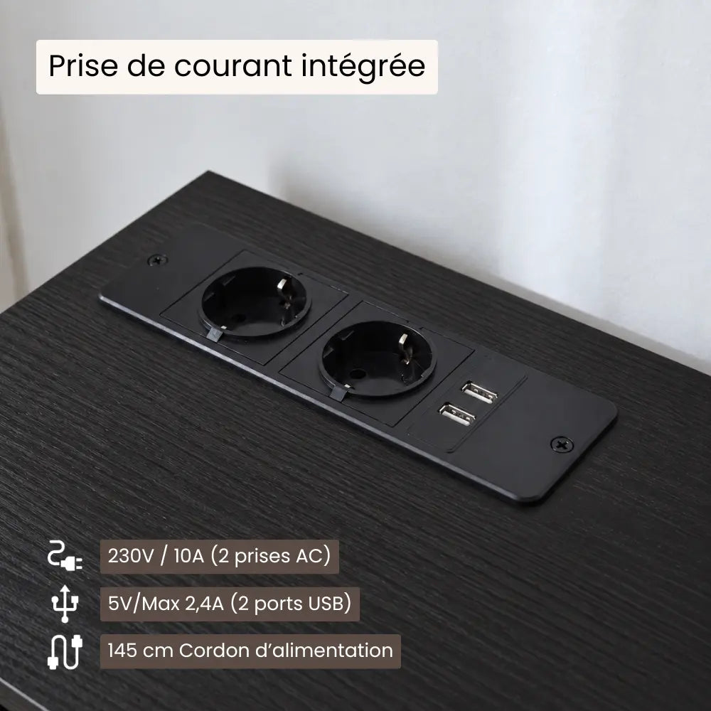 Meuble Vinyle pour Platine Noir avec Station de Charge 66 cm | Noselio