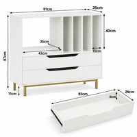 Meuble Vinyle pour Platine Rétro Blanc 91 cm | Blanea