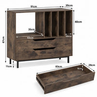 Meuble Vinyle pour Platine Rétro Café 91 cm | Breto