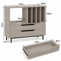 Meuble Vinyle pour Platine Rétro Gris 91 cm | Galeo