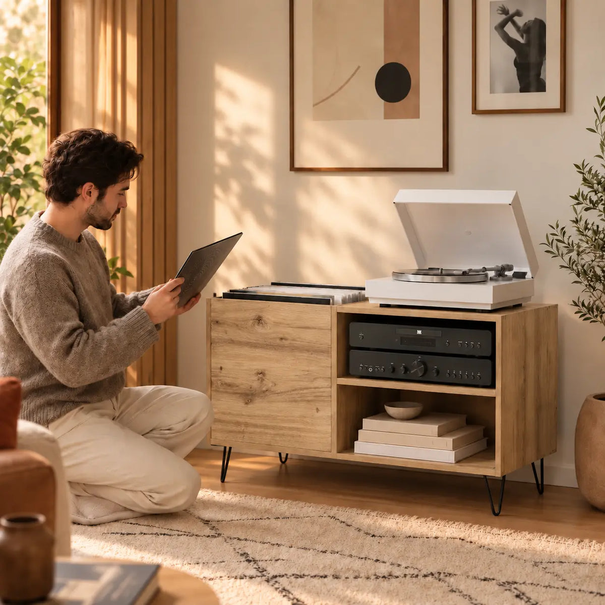 meuble vinyle chene artisanal