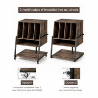 Meuble Vinyle pour Platine Marron Rustique avec Roulettes 54 cm | Kalmo