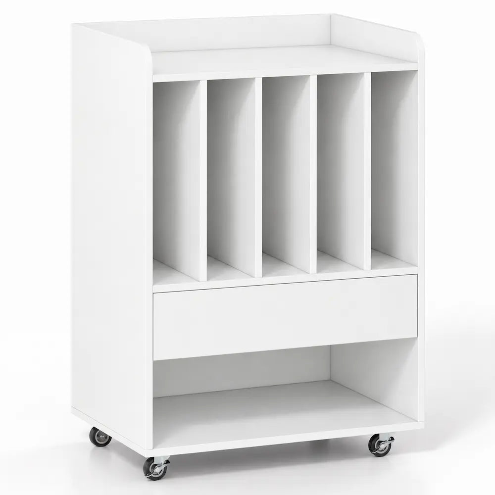 Meuble Vinyle pour Platine Blanc avec Roulettes 52 cm | Vaelio