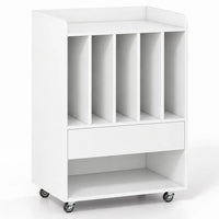 Meuble Vinyle pour Platine Blanc avec Roulettes 52 cm | Vaelio